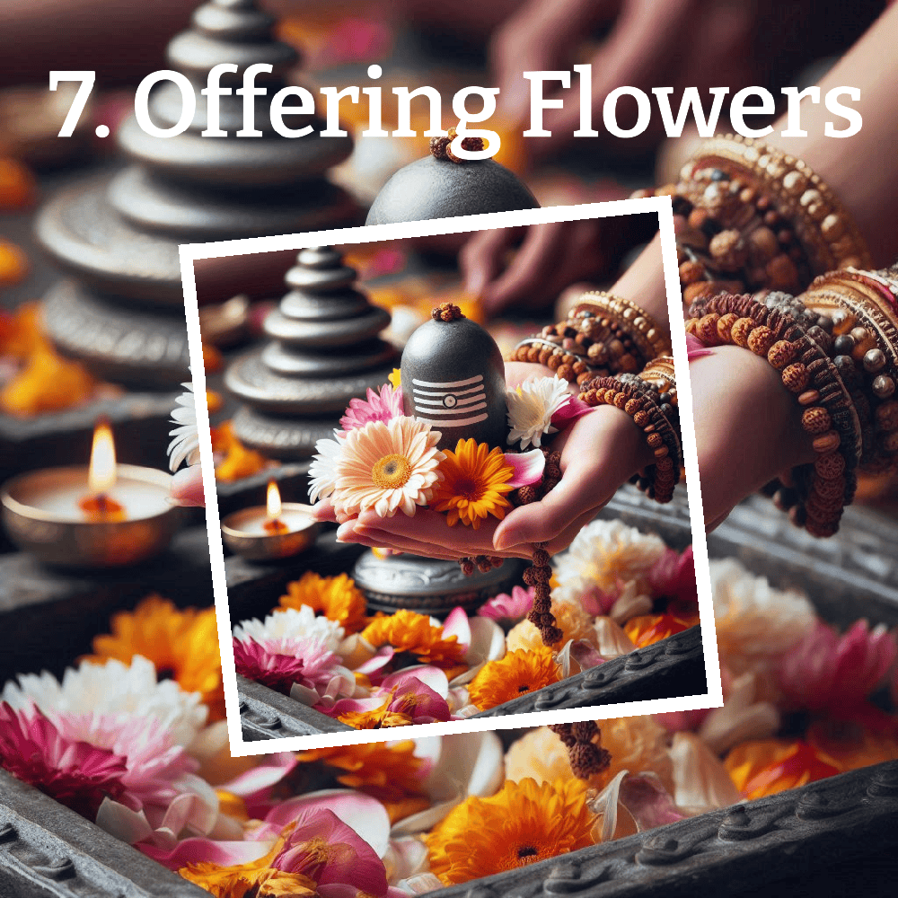 7 offering flowers to shiva linga with rudraksha